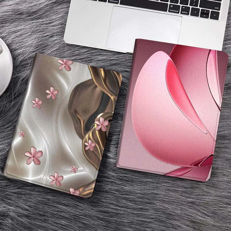 

Pink Flower Satin Wave Tablet Case For Samsung Tab Galaxy S6 S11 A A7 A8 A9 A11 10.1 10.4 10.5 Plus Lite Gift