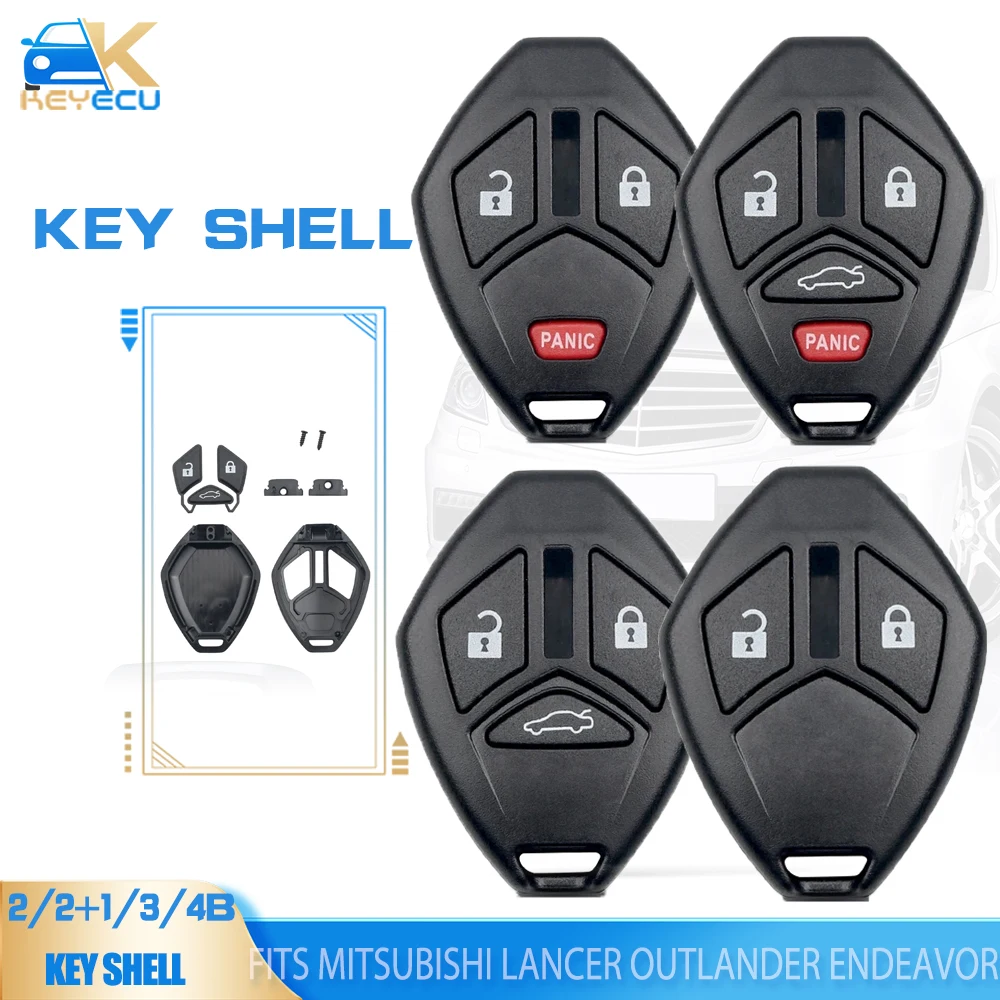 KEYECU 2/ 3 /4 Buttons Remote Head Key Shell Cover Fob for Mitsubishi Lancer Outlander Endeavor Eclipse Galant i-MiEV GTS