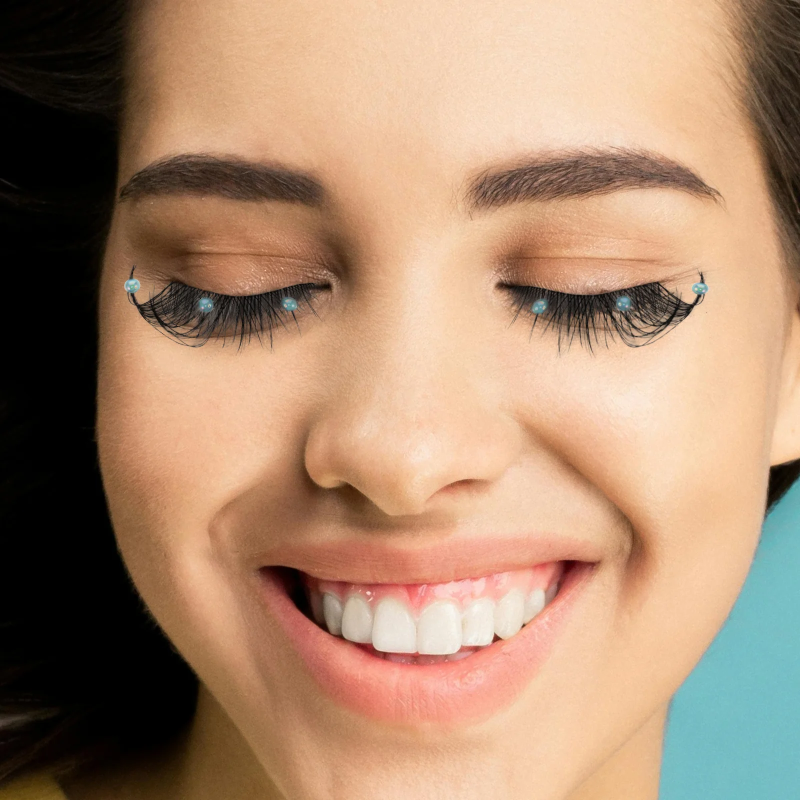 

5 Pairs Fake Eyelashes Glitter Rhinestone Decor Curl Lash Extensions For Stage Party Makeup Women Cluster Lashes