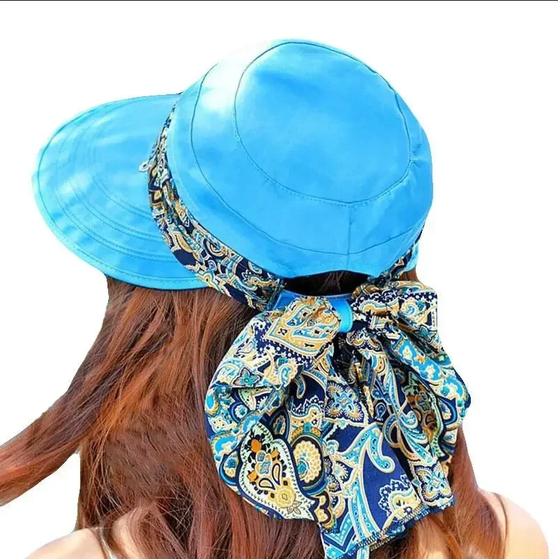 

Women's Wide Brim Sun Hat UV Protection - Foldable Stylish Beach & Cycling Hat, Portable Vintage Summer Accessory