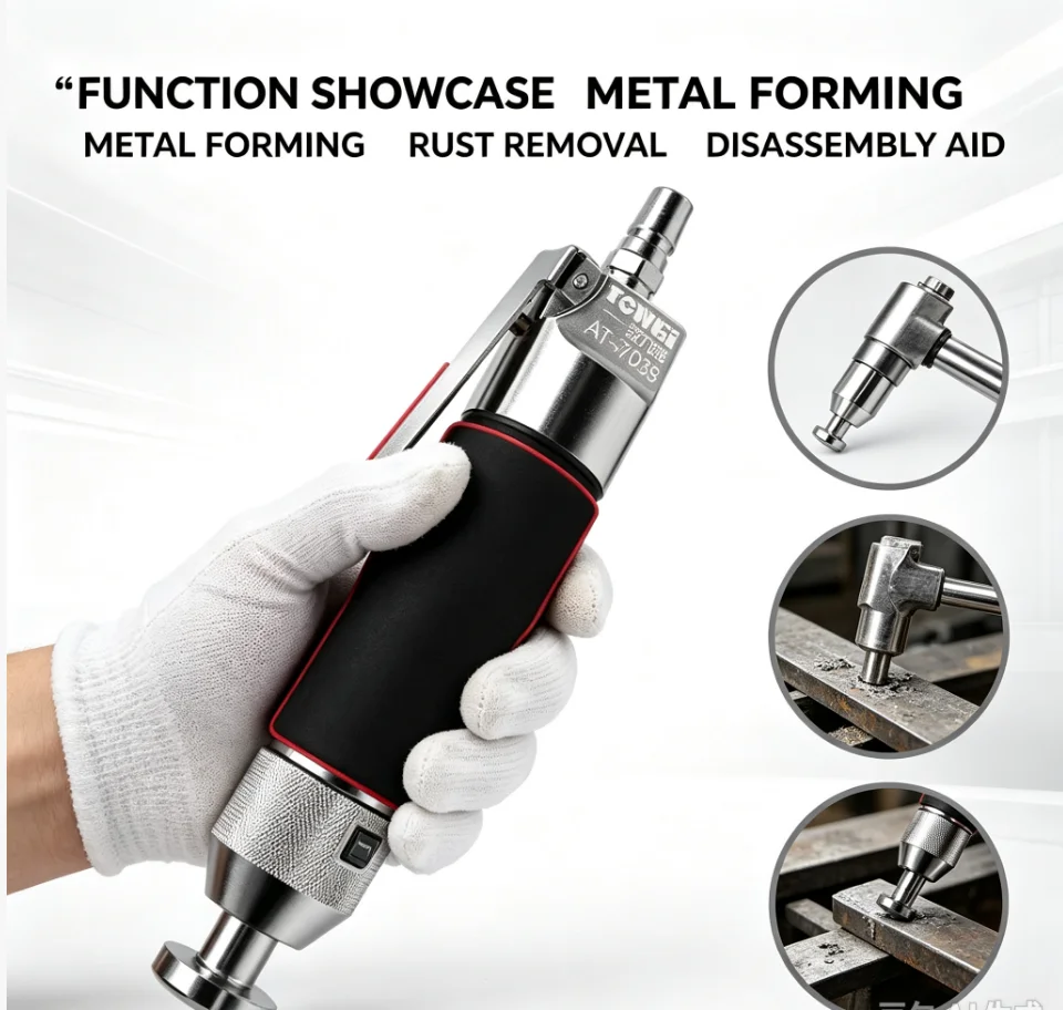 Pneumatic Massage Hammer Straight Tapping Tool for Wrinkle Removal Flattening Repair Tire Edge Setting Vibration Hammer