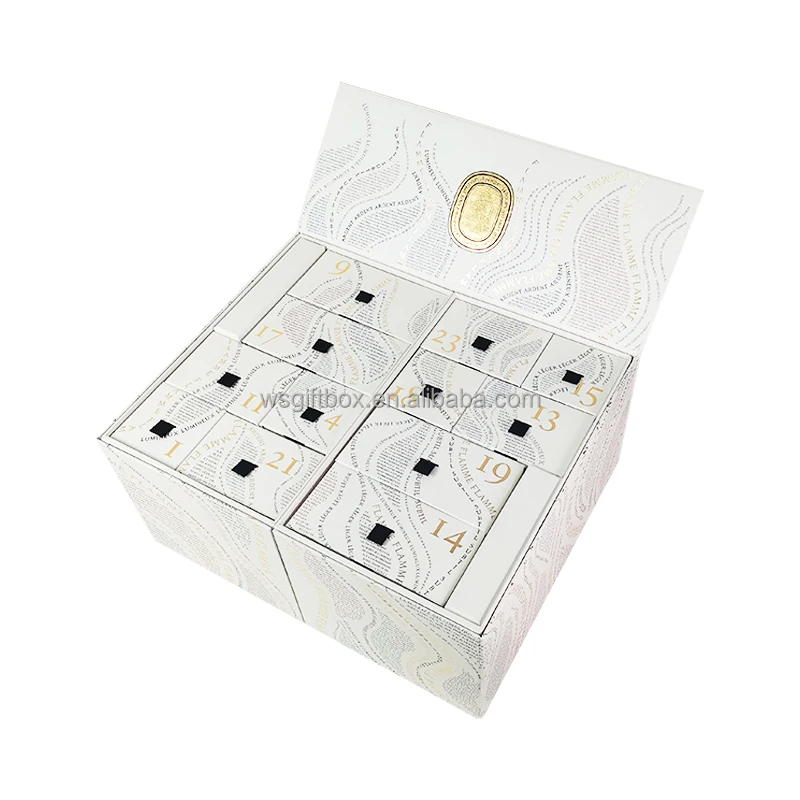 2025.Luxury Beauty Advent Calendar Custom Design Gold Foil Embossing Magnetic Closure Premium Packaging Matt Lamination for EU/U