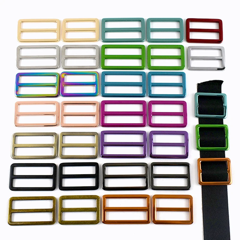 

5/10P 20-38mm Metal Tri Glide Slider Buckle Rectangle Webbing Connector Ring Clasp Bag Strap Adjuster Hook Hardware Accessories