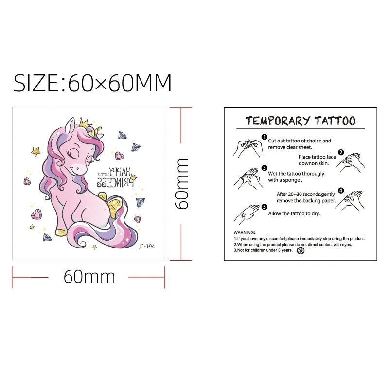 24pcs/Set Dreamy Unicorns Temporary Tattoo Sticker For Kids No Repeated Waterproof Disposable Cute Cartoon tatouage temporaire