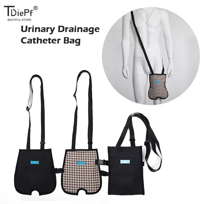 1000/1500ML Catheter Bag Cover Urine Drainage Bag Cover with Shoulder Leg Strap Catheter Abdominal Drain Bag Holder