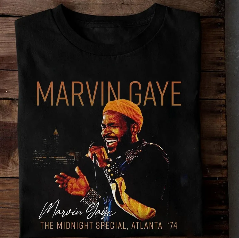 Rare Marvin Gaye Short Sleeve Black All Size Shirt