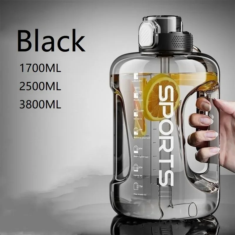 

3800ML Fitness Cup Bpa Free Drinking Bottle Large Capacity Portable PC Sports Water Bottle With Straw