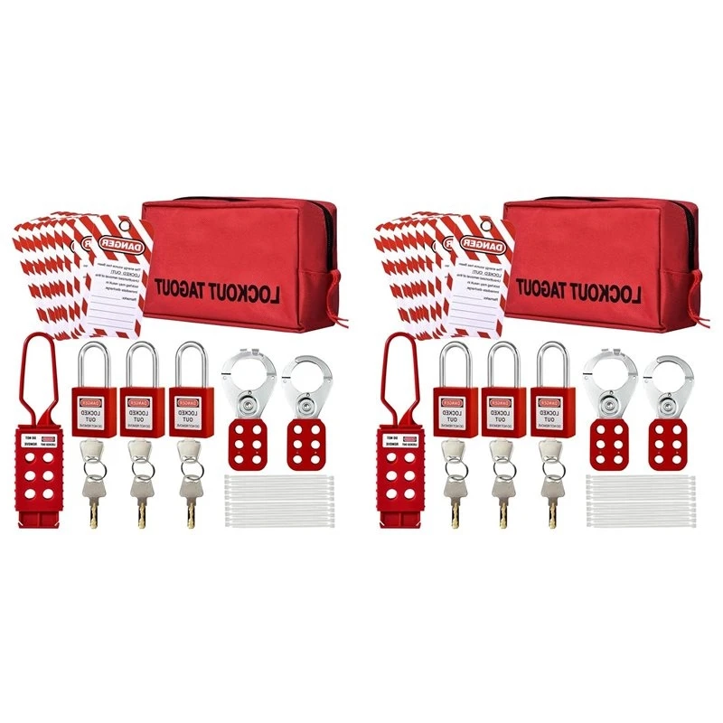 ABFS 2 Set Lockout Tagout Kit,Lock Out Tag Out Kits Electrical,Lock Out Tag Out Padlocks,Electrical Switch Safety Lockout Kit