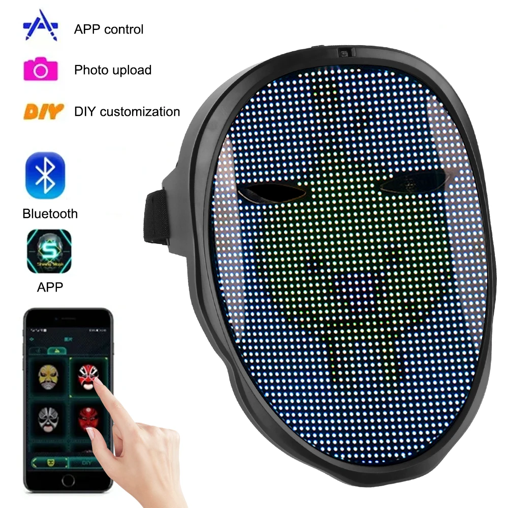 Prop For Party Bar Festival Performance Light Up Visor Electronic DIY LED Bluetooth Futuristic Mask APP Luminous Mask Gesture