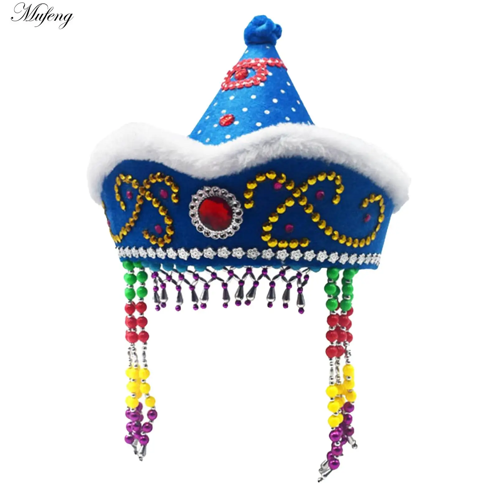 Chinese Mongolian Hat Princess Head Wear Women Men Mongolian Dance Performance Hat Classical Ethnic Minority Cosplay Accessories