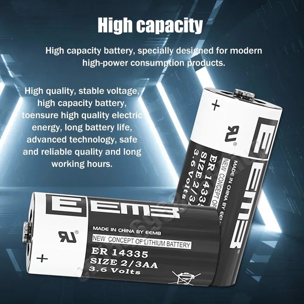 2PCS New ER14335 14335 2/3AA 3.6V 1650mAh Disposable Lithium Battery For PLC CNC Machine Tool Water Meter Replacement Batteria