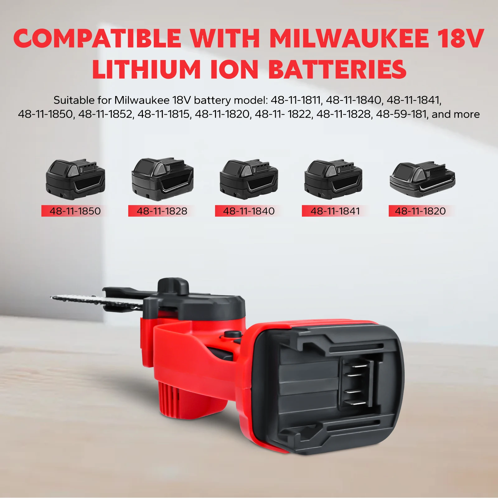 6 Inch Cordless Chainsaw for Milwaukee 18V Li-ion Battery High Power Brushless Suitable Garden Wood Cutter (No Battery)
