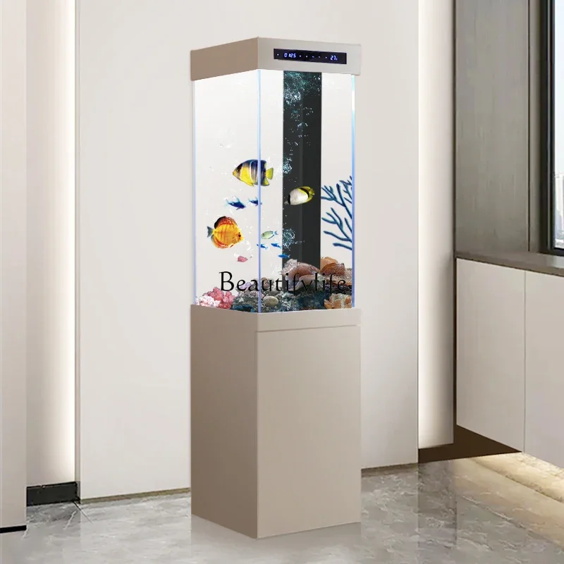 Living Room Home Bottom Filter Intelligent Wall Super White Glass Fish Tank Self-Circulation Ecological Aquarium