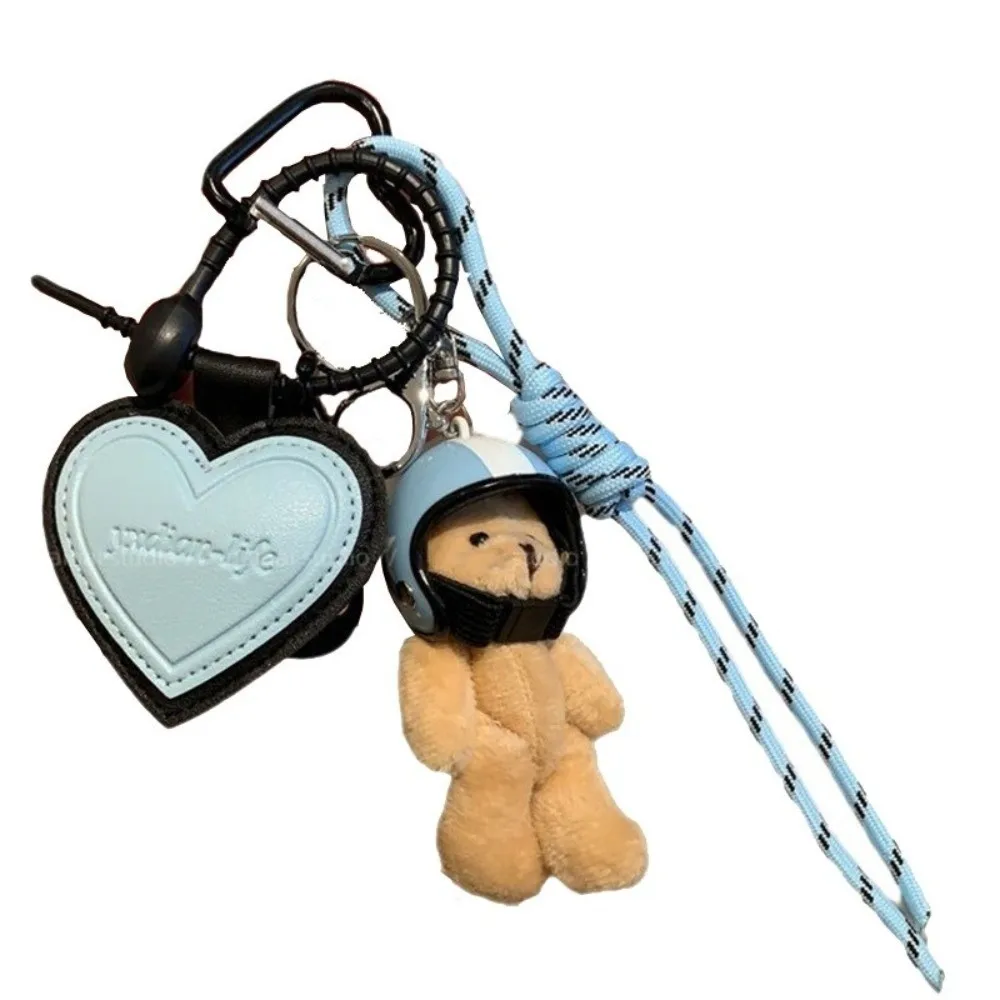 Pink Heart Shaped Leather Bag Keychain Handmade Mini Bear Handbag Decoration Woven Rope Exquisite Bag Charm for Bag Accessories