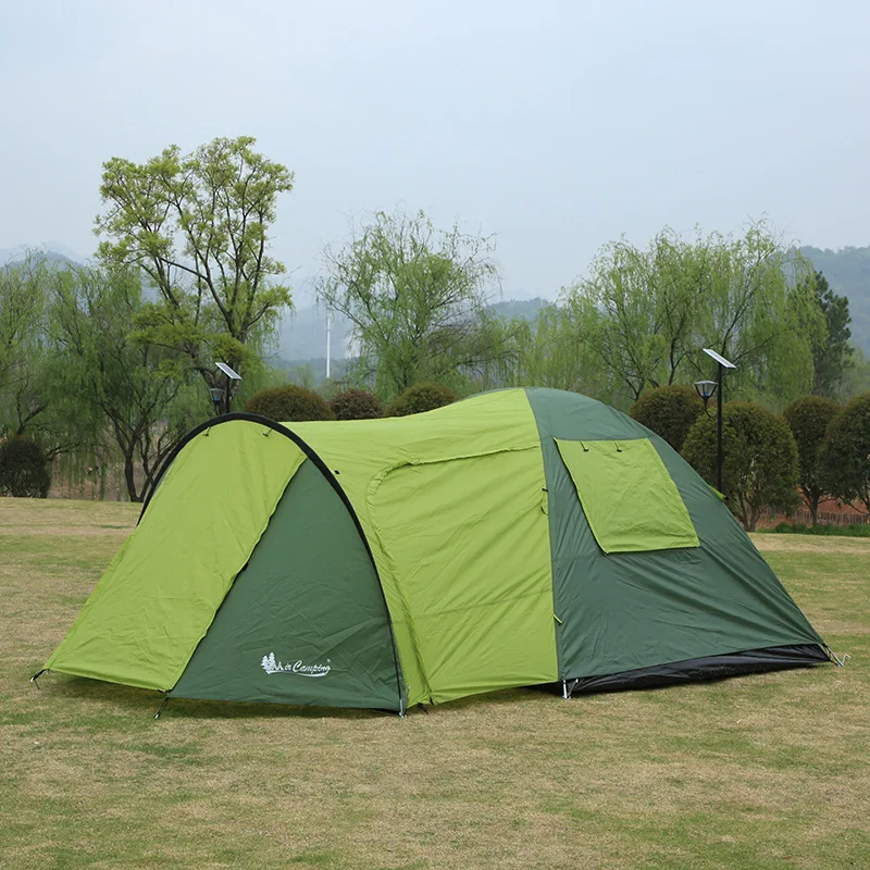 

Outdoor camping tent high-grade green three-person double-decker one-room picnic portable