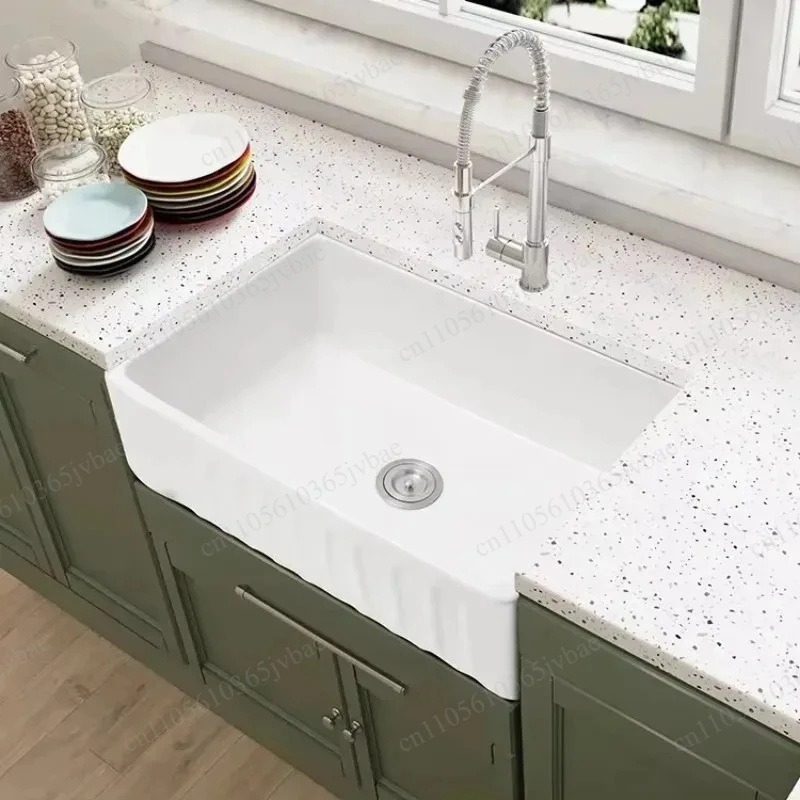 Twenty-four-inch Rectangular Ceramic Kitchen Sink, Integrated