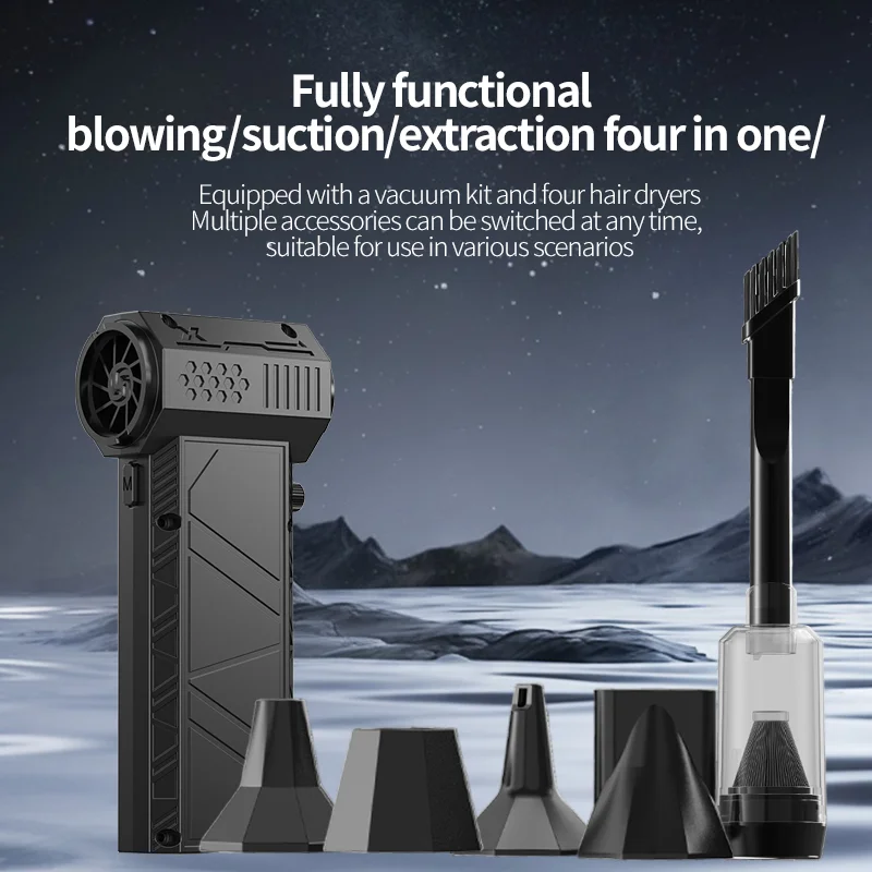 منفاخ توربو نفاث 12000 مللي أمبير في الساعة منفاخ هواء قوي 130000 دورة في الدقيقة محرك بدون فرشاة مروحة توربو نفاثة مع 4 فوهات 53 متر/الثانية إزالة قوية للغبار #3