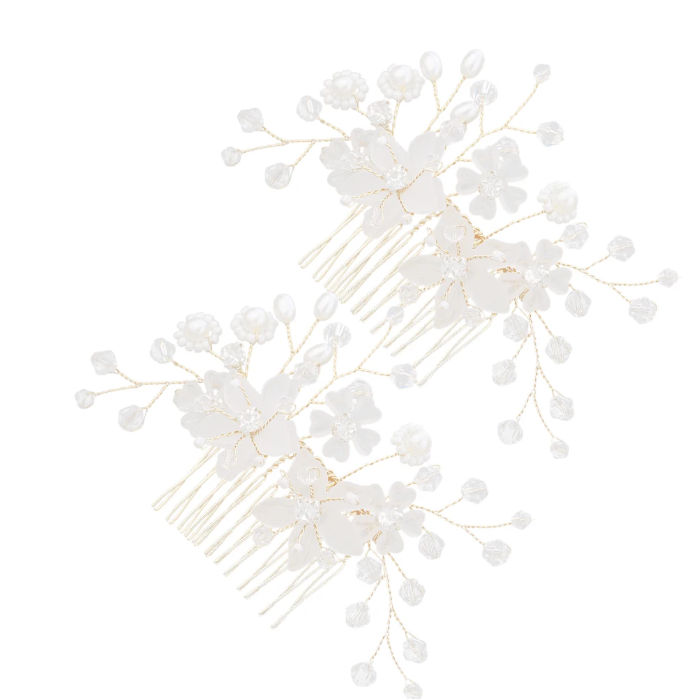 

2pcs Retro Silver Comb Vintage Hair Accessories for Women Flower Rhinestone Wedding Headpiece Bridal Headdress for Girls