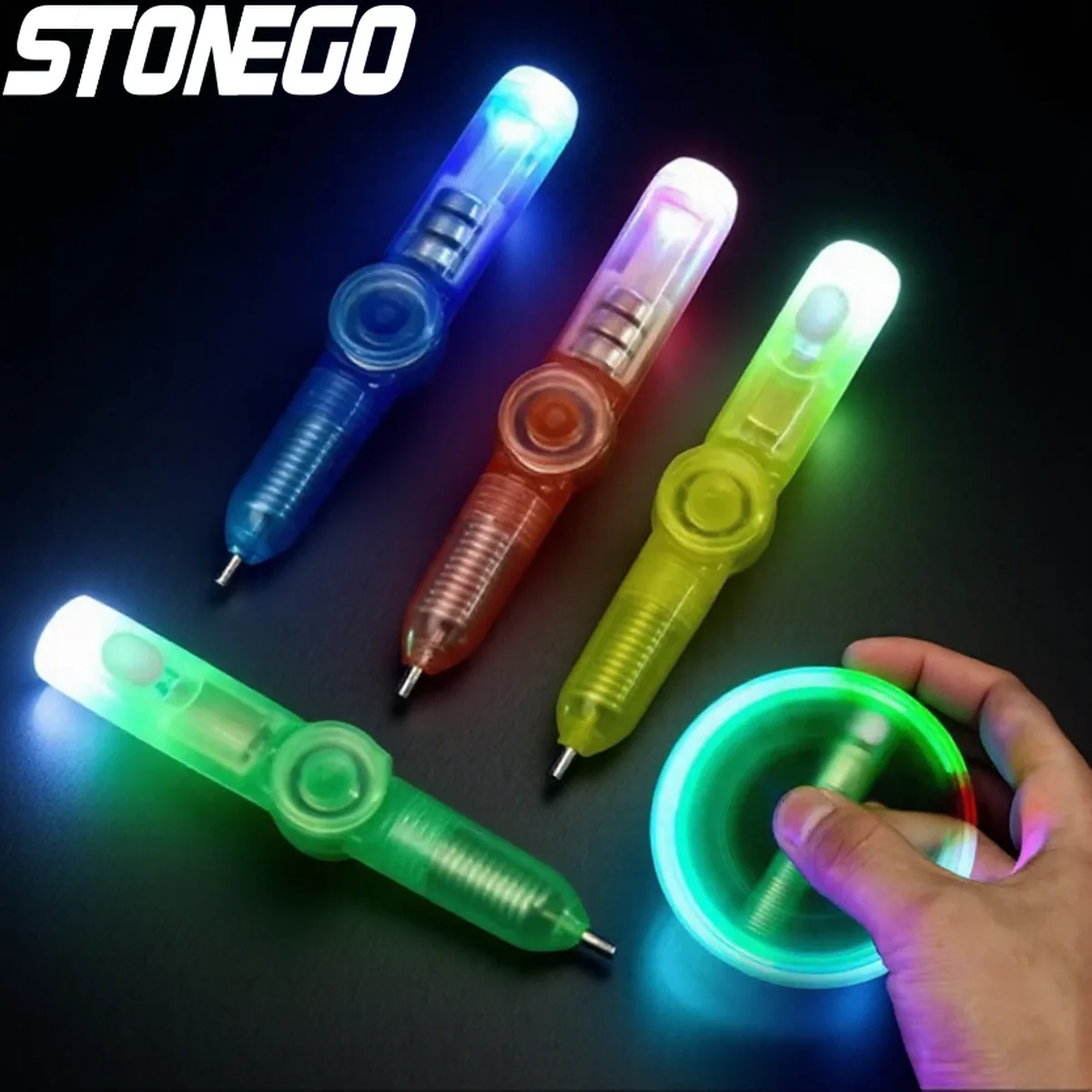 

Креативная светодиодная чернильная ручка для снятия стресса, вращающаяся декомпрессионная игрушка на кончиках пальцев, канцелярские принадлежности, инструмент для письма
