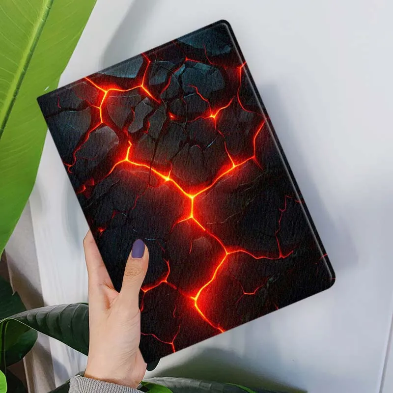 Art Lava Cracked Fire Glow For Samsung Galaxy Tab S11 S10 S9 S8 S7 S6 A11 A9 A8 A7 10.5 10.4 Lite FE Plus Inch Tablet Case