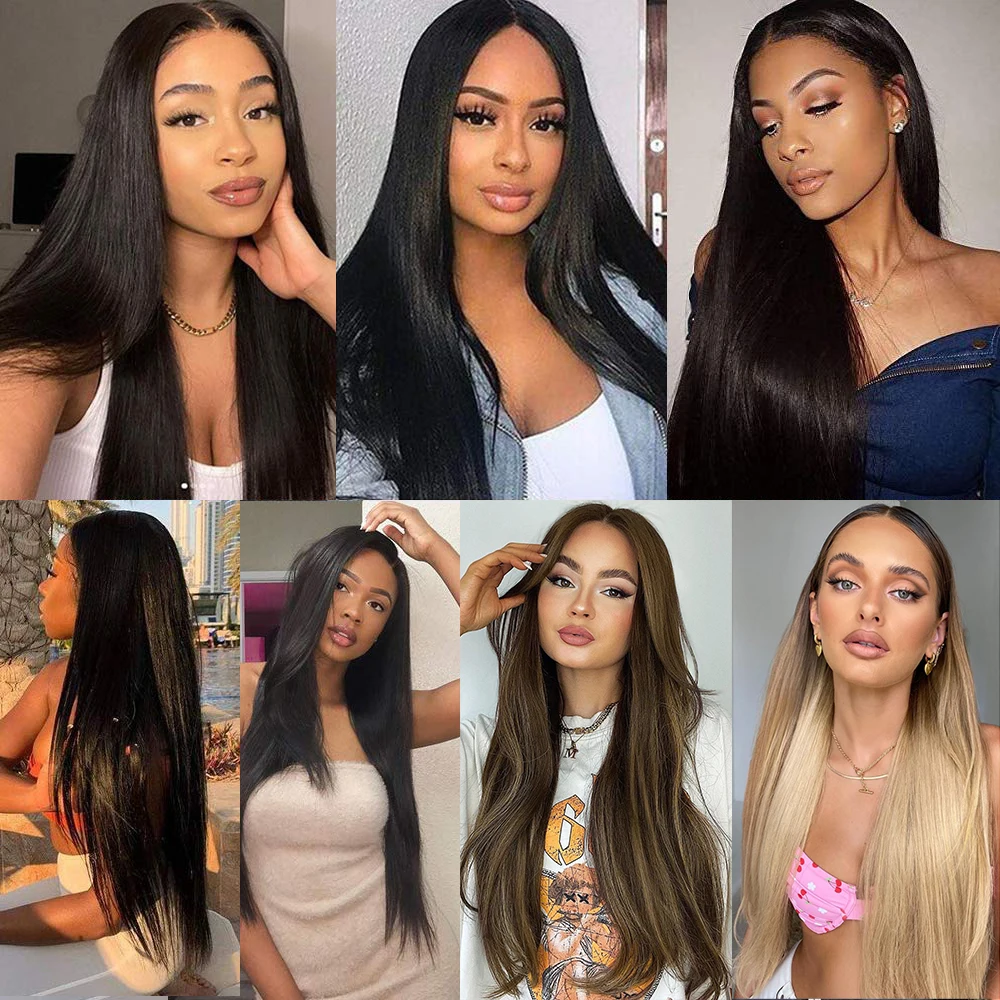 Extensions de cheveux raides synthétiques doux et lisses ombrés tissage de cheveux 26 pouces bruns cheveux raides synthétiques faisceaux complets jusqu'aux extrémités