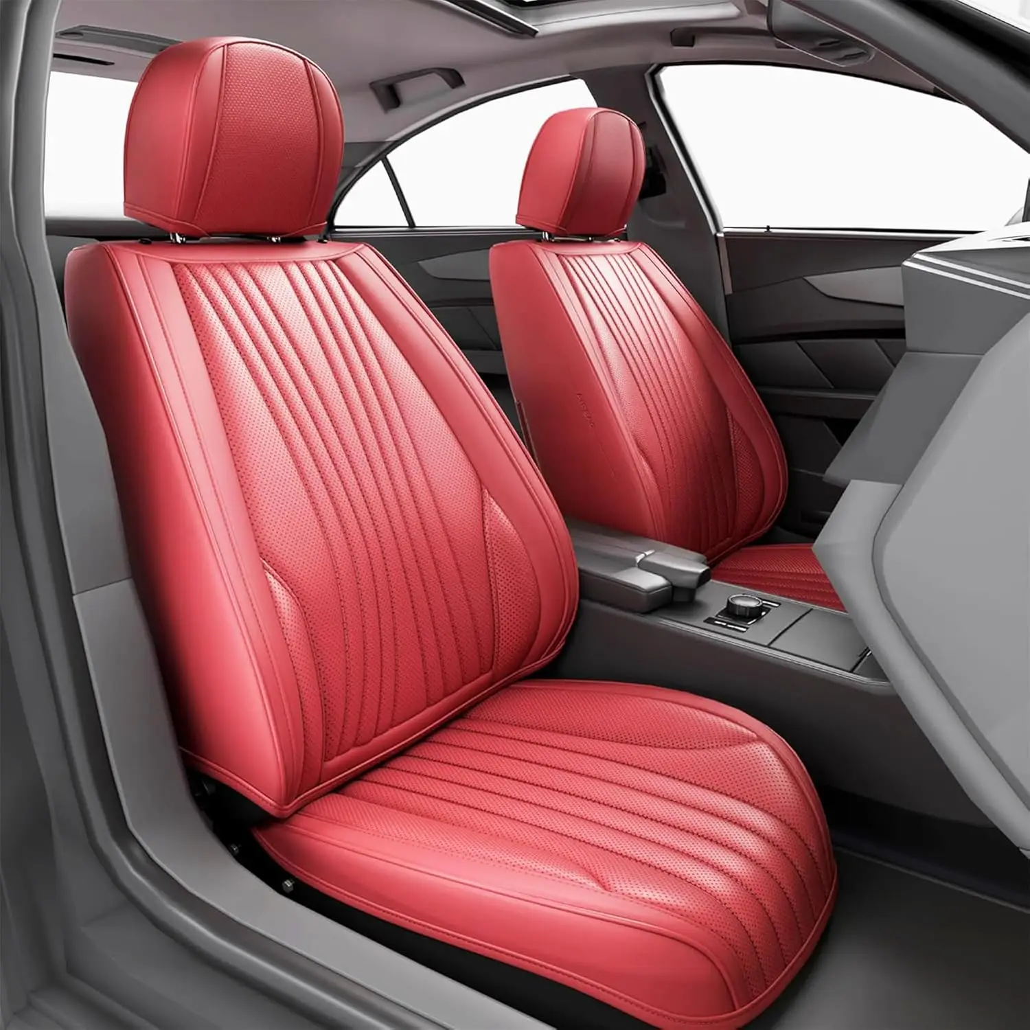 

2 Pieces LB Front Car Seat Covers, Waterproof Nappa Leather Front Car Seat Protectors, Universal Auto Interior Fit for Sedans SU