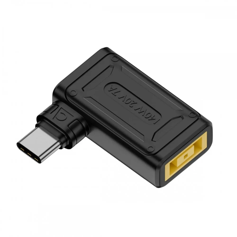 Rectangle Jack Thinkpad X1 140W 100W  Input to USB-C Type-C Angled 90 Degree Power Plug Charge Adapter for Laptop Phone