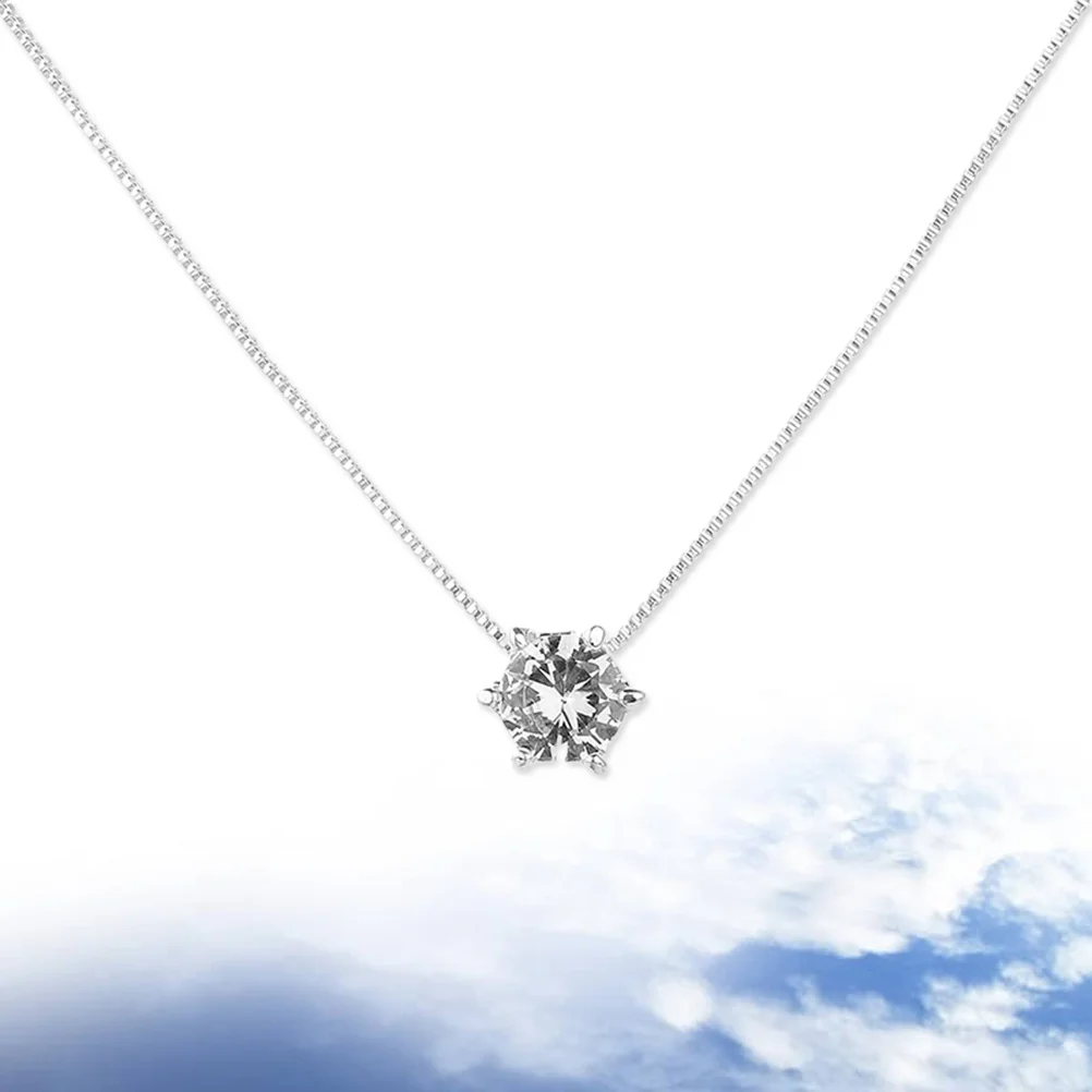 بسيطة جولة الزركون قلادة لامعة العصرية دائم ارتداء مثالية عيد ميلاد الزفاف هدية مجوهرات واحدة الزركون قلادة #4