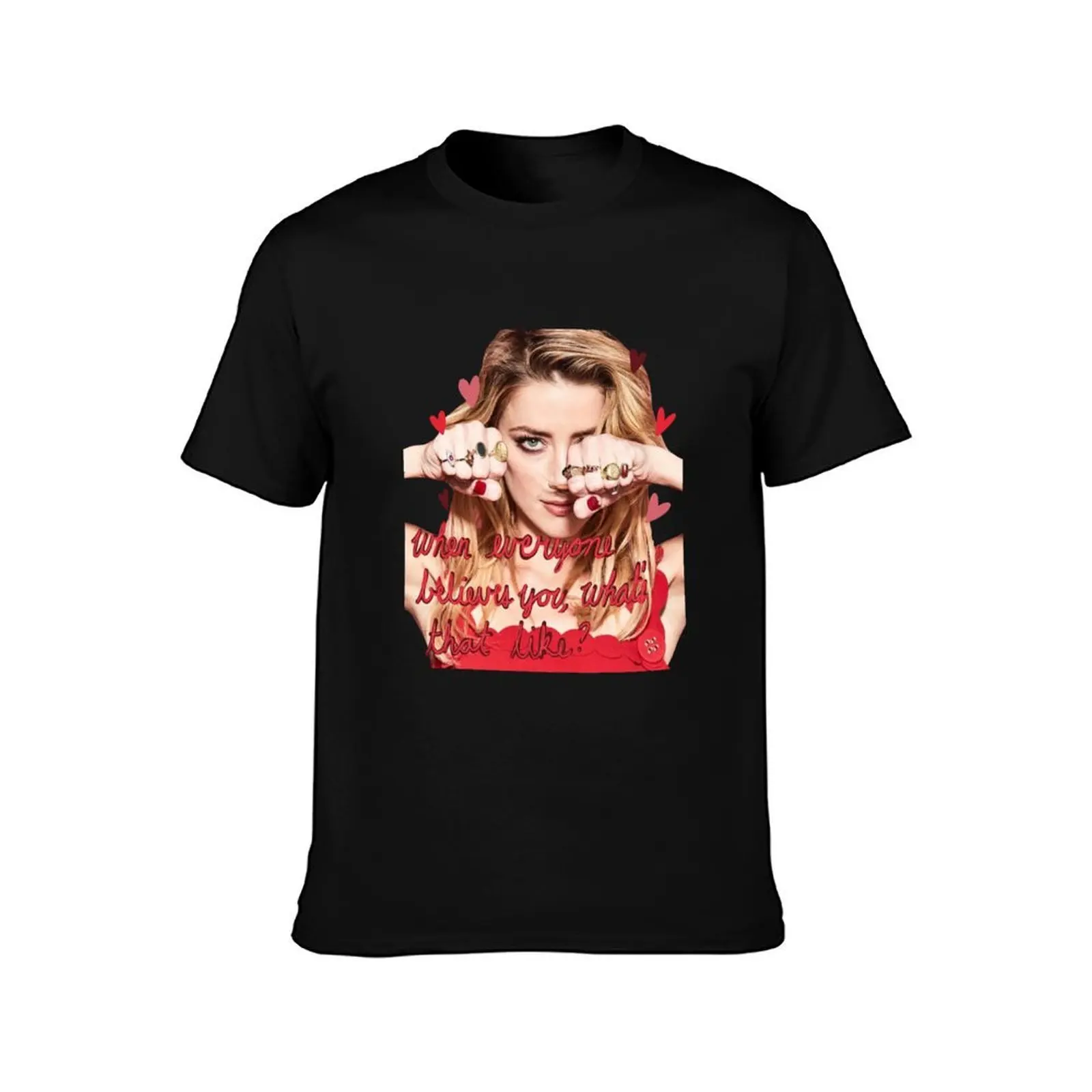 I Stand With Amber Heard T-Shirt, Summer Casual Cotton Tee, Oversized Streetwear Tops, Vintage Graphic Print, Unisex Men Women