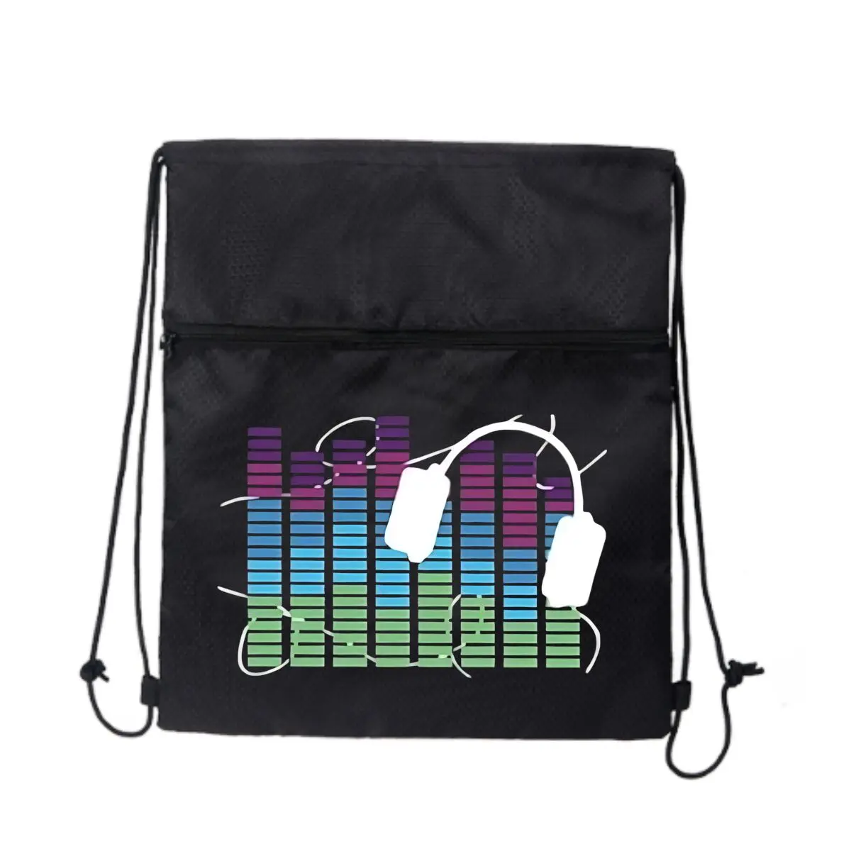 

Музыкальный эквалайзер Audio Colorful Soundwave Art Черный повседневный рюкзак на молнии на шнурке: повседневное использование для мужчин и женщин