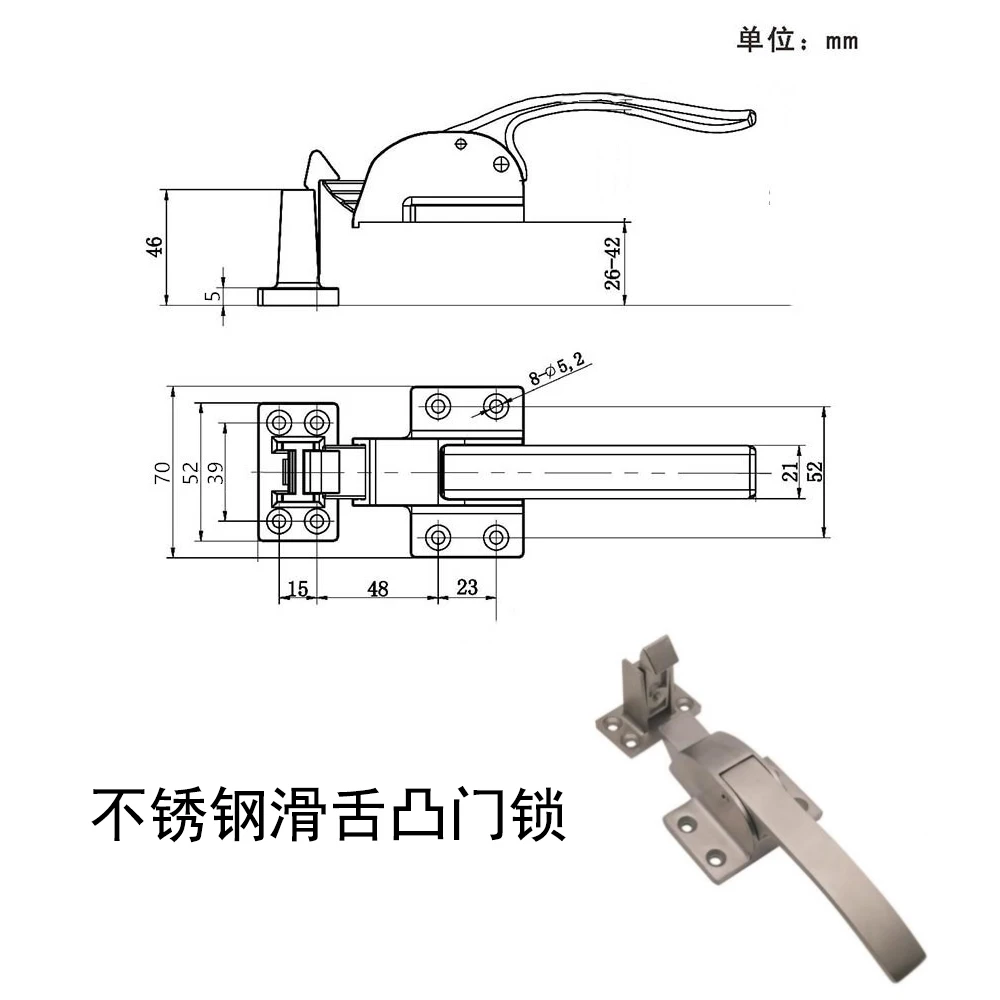 

Stainless steel oven handle cold storage seafood steaming cabinet test mechanical equipment sliding tongue convex oven door lock