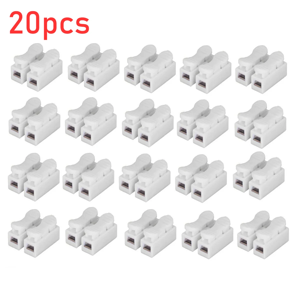 20 Peças Conector Rápido de Fio CH2 com Mola, Bloco Terminal Elétrico de Crimpagem 2 Vias, Fácil de Instalar para Fita de LED