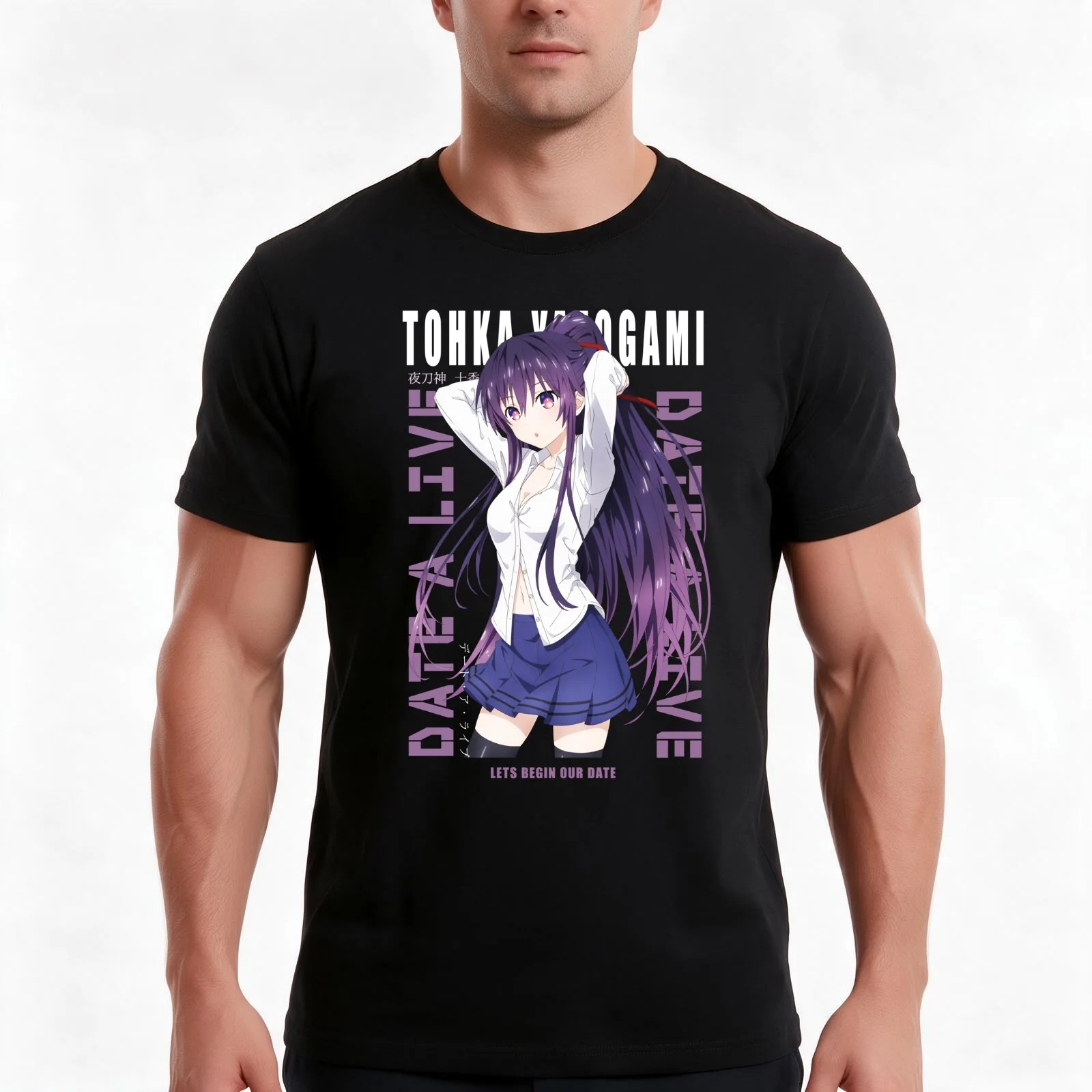 Date a live - Tohka Yatogami v2 T-Shirt, Summer Casual Cotton Tee, Oversized Streetwear Tops, Vintage Graphic Print, 100% Cotton