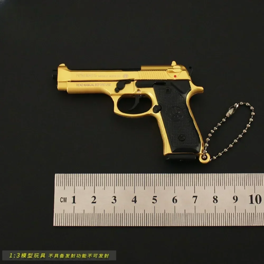 2024 New 1PC 7.5cm 92f Small Gun Pendant Key Chain Alloy Ornament Detachable Metal Model Gun Toy Beretta Home Decor