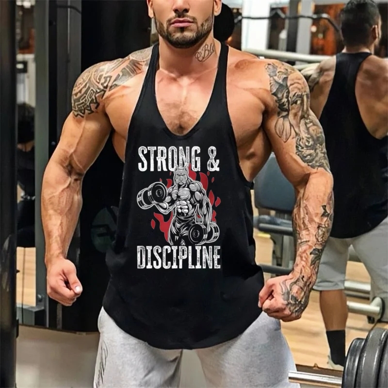Men's Fitness Gym Bodybuilding Vest - Sleeveless Stringer T-Shirt, Breathable Sweatshirt Top for Training & Workout Singlet
