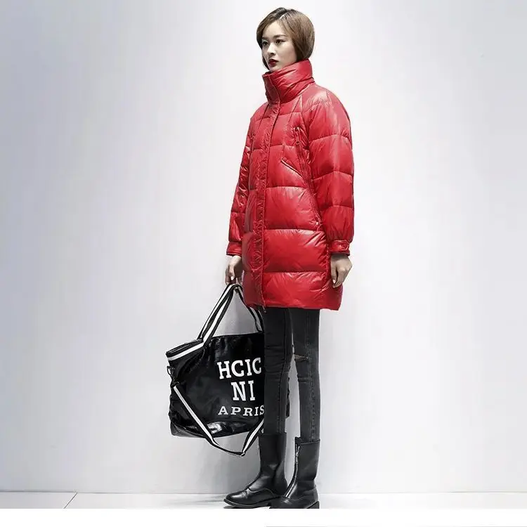 Winter New Women's Down Jacket Loose Stand Collar 90% White Duck Down Factory Direct Sales Jacket