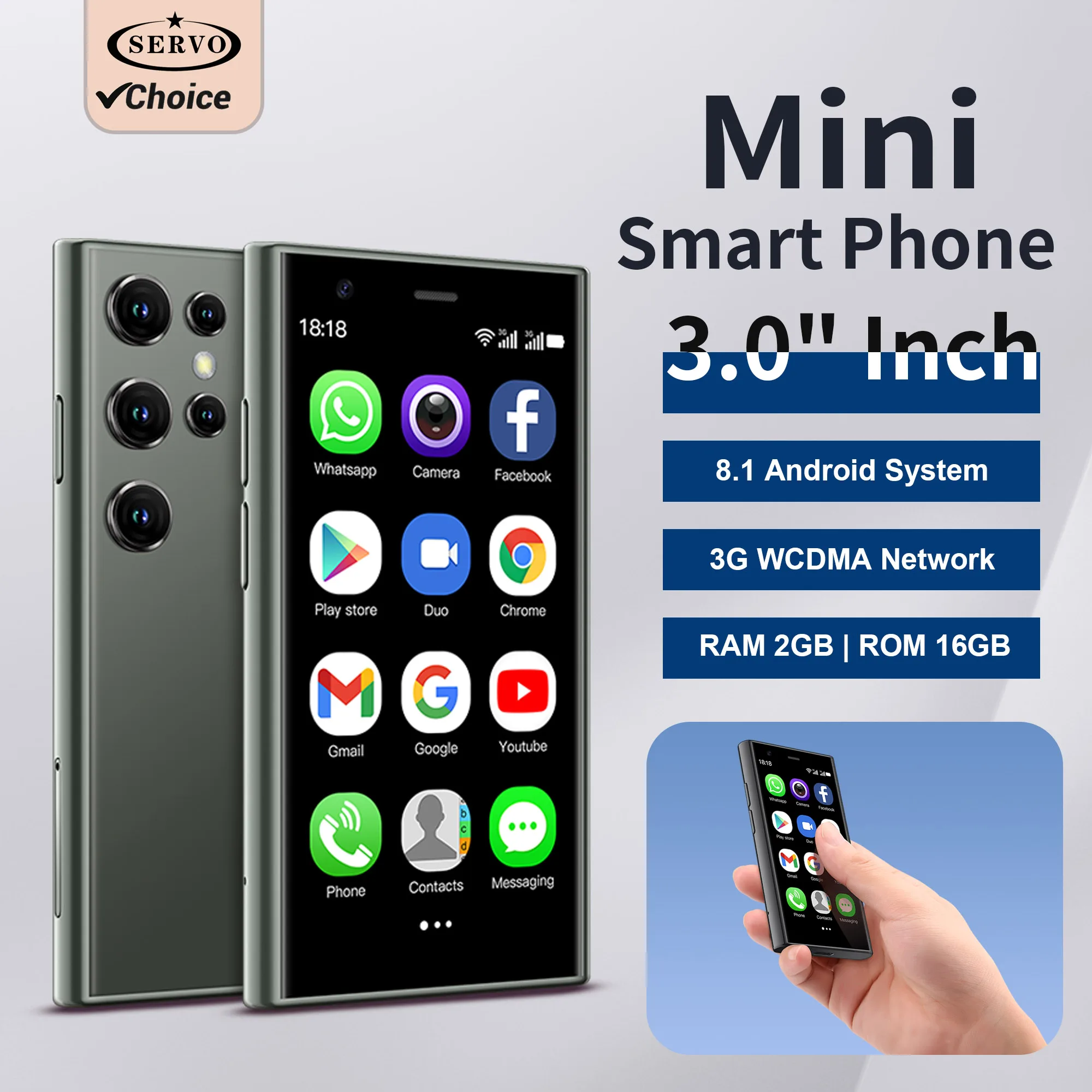 SERVO S23 Mini Android Smartphone 2 SIM 3G WCDMA 2GB+16GB Google Store WIFI GPS Position 3.0