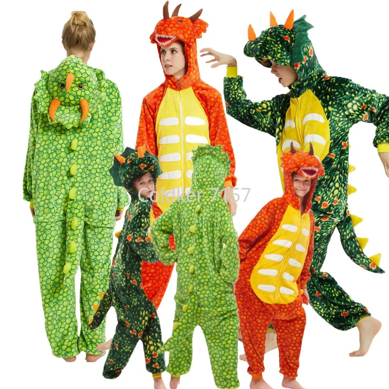 Triceratops Dinosaur Animal Cartoon Adult Pajamas Bodysuits One Piece Hooded Jumpsuits Overalls Sleepwear