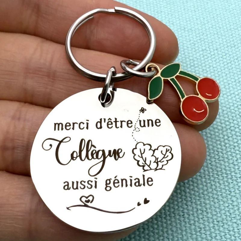 French Coworker Keychain Gift, Colleague Appreciation Thank You Present, Perfect for Leaving Away Retirement Farewell