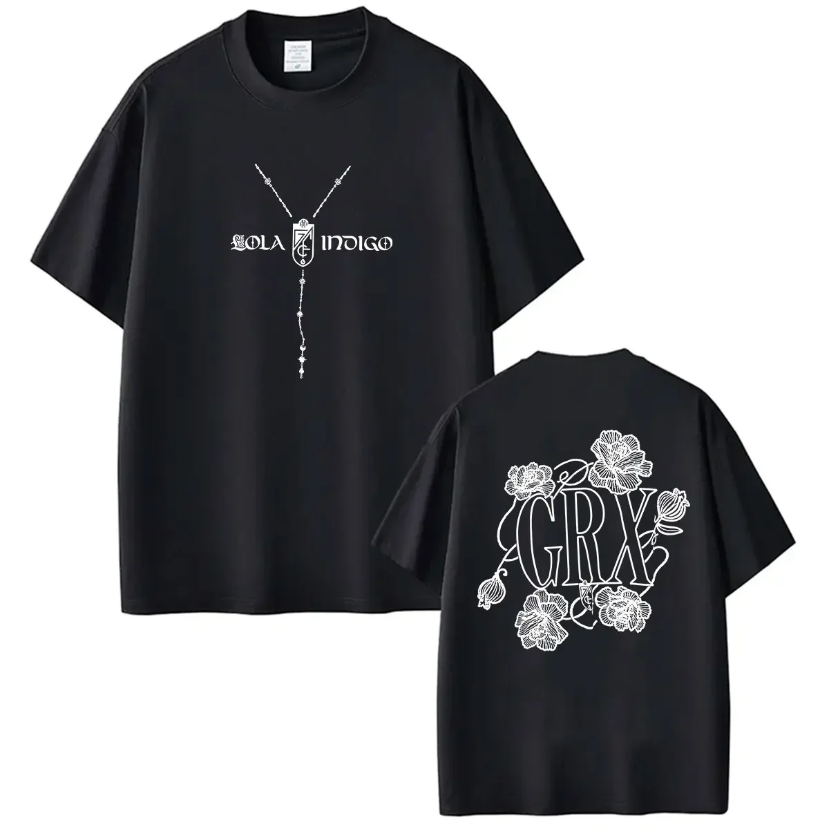 Camiseta Lola Indigo GRX Tour 2026 com Estampa Dupla Face para Homens e Mulheres, Moda O-Neck Y2K, Camisetas Casuais Oversized de Algodão