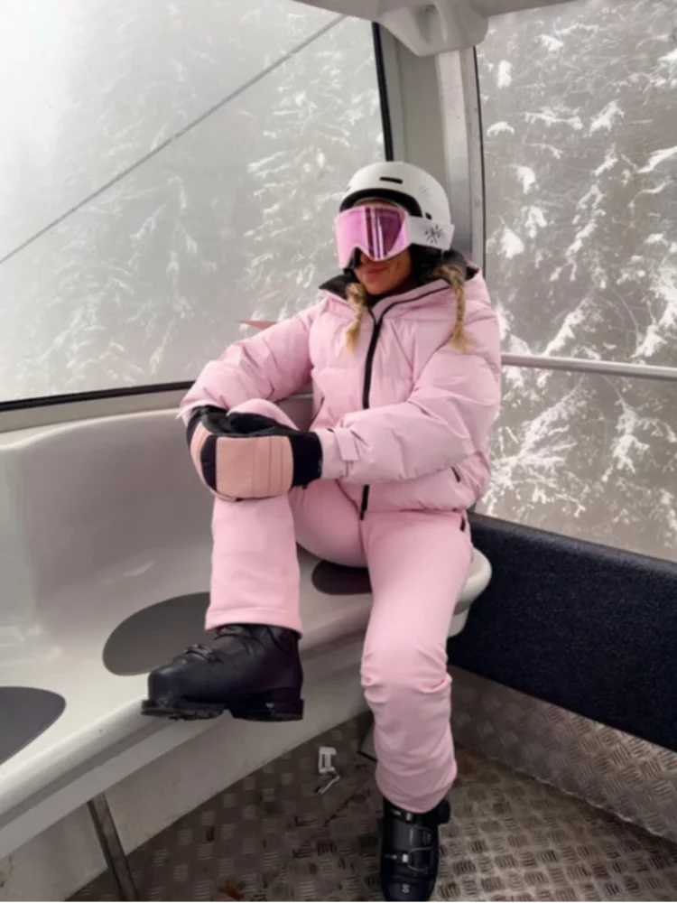 Eleganckie, ciepłe zimowe komplety narciarskie dla kobiet, wiatroodporne, wodoodporne, z kapturem, parki, ciepłe spodnie, nowa kolekcja 2026, odzież sportowa na śnieg dla kobiet.