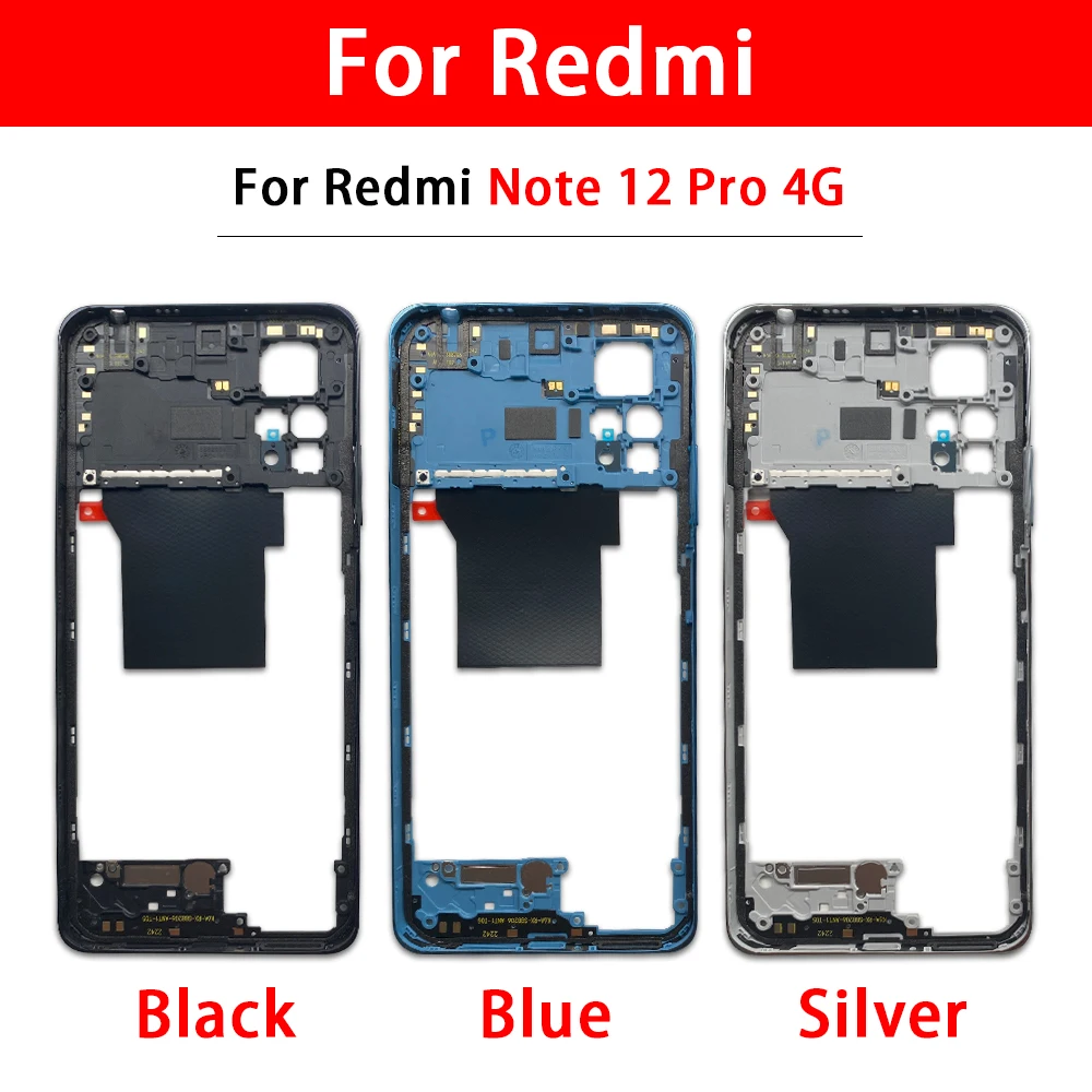 For Xiaomi Redmi Note 11 12 Pro 4G 5G Middle Frame Front Bezel Back Housing Case Mid Plate Replacement