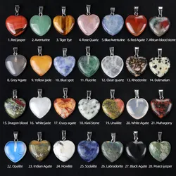 12pcs/Pack 16mm Exquisite Heart Shaped Gemstone Pendant Natural Crystal Agate Charms for Jewelry Making DIY Necklace Accessories