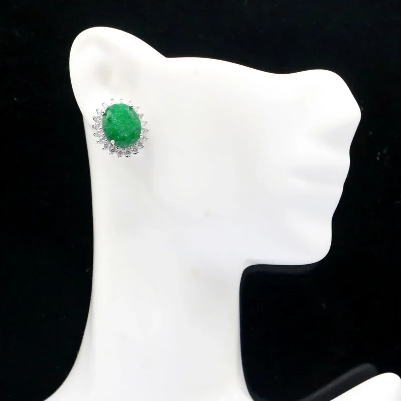 5g 925 SOLID STERLING SILVER Customized Earrings Lovely Cute Real Green Emerald Real Red Ruby  CZ Bride Wedding