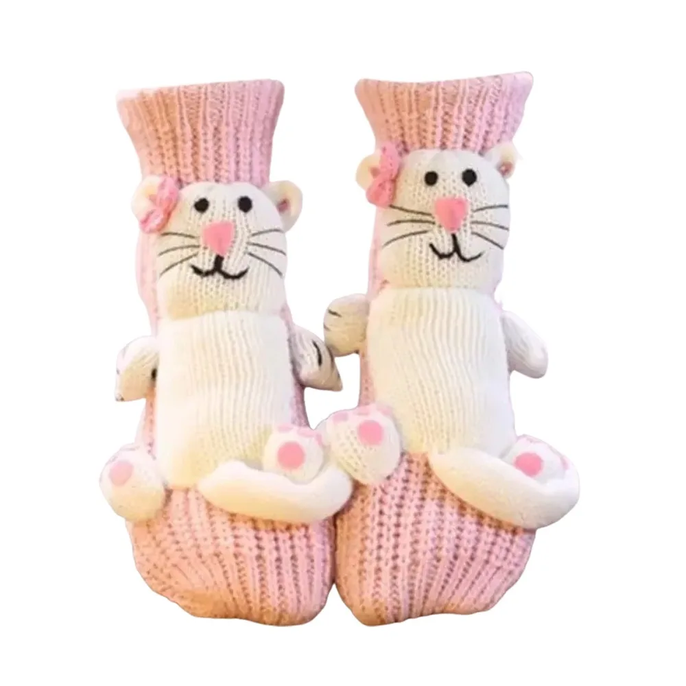 

Creativity 3D Prints Christmas Socks Hand Crocheted Warm Animal Socks Breathable Thick Middle Tube Socks for Men & Women