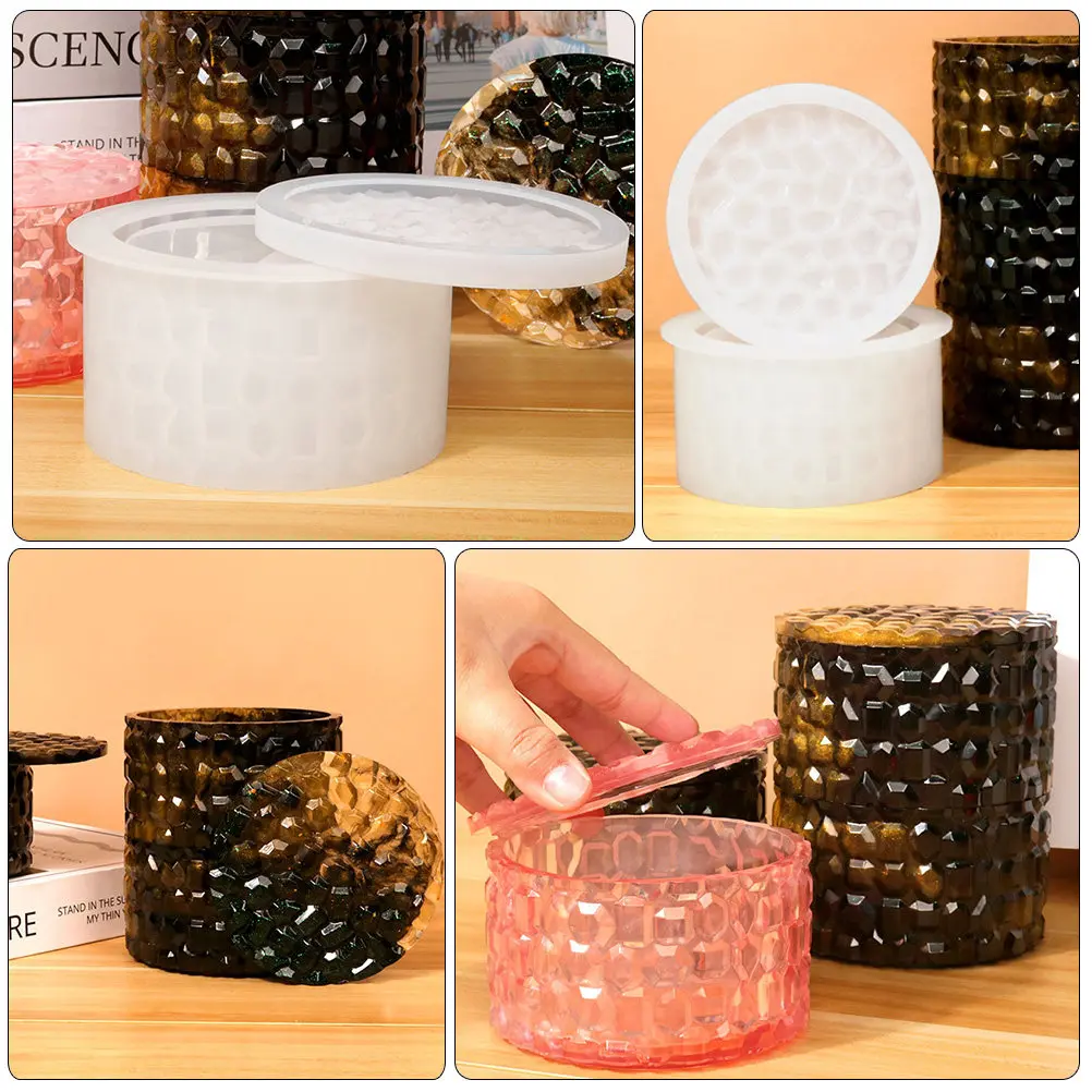 

1Set Round Silicone Storage Jar Mold for DIY Epoxy Resin Casting Jewelry Organizer Box Non Stick Flexible Reusable Craft Mold