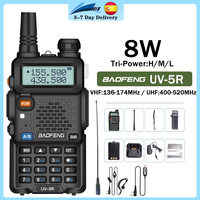 Baofeng UV 5R Walkie Talkie 8W Dual Band VHF UHF FM Long Range Two Way Radio High Power Handheld Transceiver Portable Ham Radios