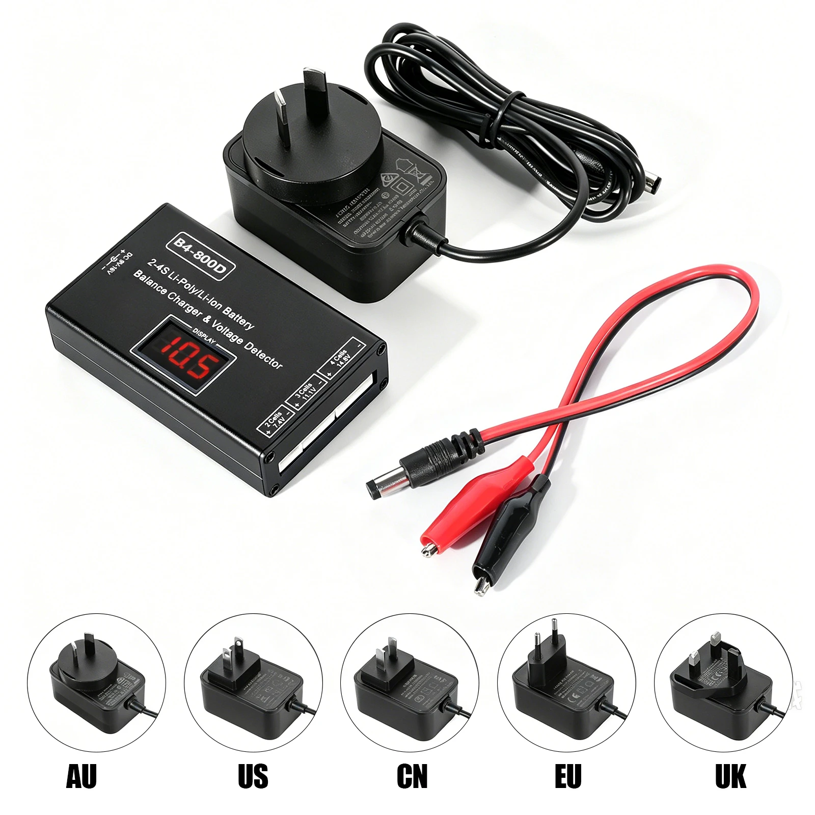 LED display lithium battery charger, including cables and power adapter, suitable for remote control toys and other models view 3