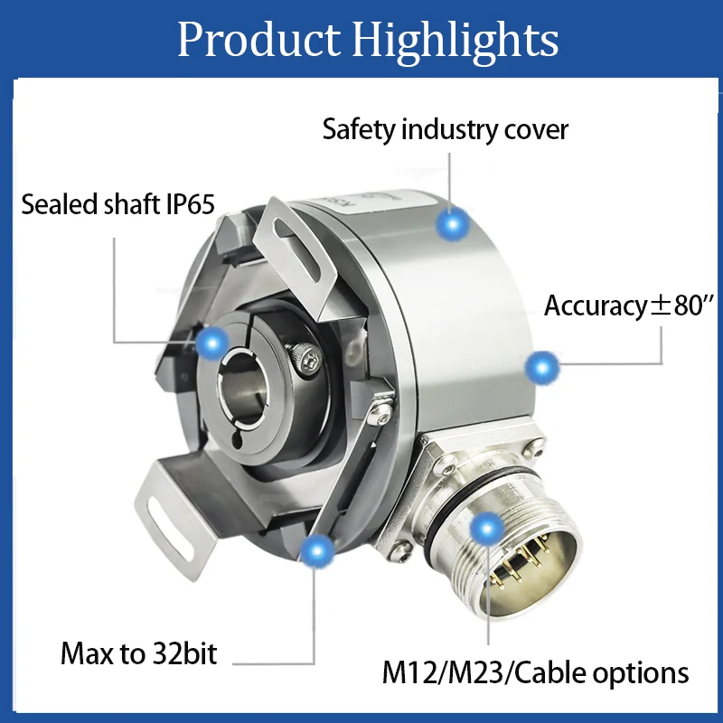 HENGXIANG KM60T15G22R -2pcs,KM60 Stainless Steel Rotary Encoder 16/17/19/20/22/24bits