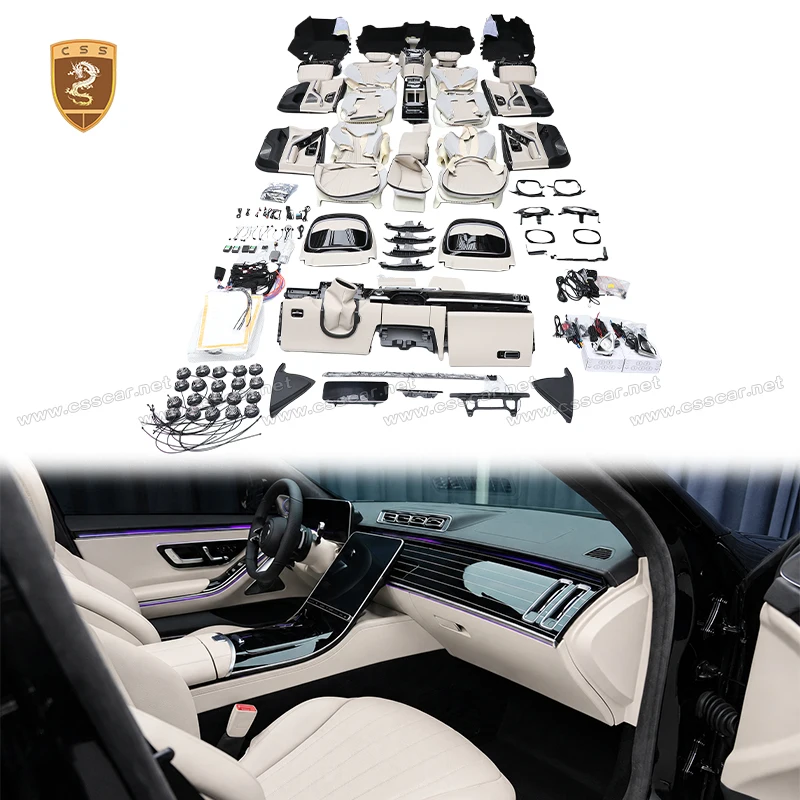 For Benz W221 Upgrade W223 Car Center Control Seat Cover Door Panel Trim Luxury Interior Modification Accessories